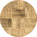 Round Patchwork Brown Transitional Rug, con1360brn