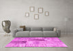 Machine Washable Patchwork Pink Transitional Rug in a Living Room, wshcon1360pnk