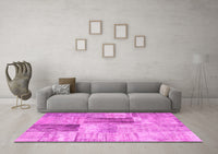 Machine Washable Patchwork Pink Transitional Rug, wshcon1360pnk