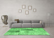 Machine Washable Patchwork Emerald Green Transitional Area Rugs in a Living Room,, wshcon1360emgrn