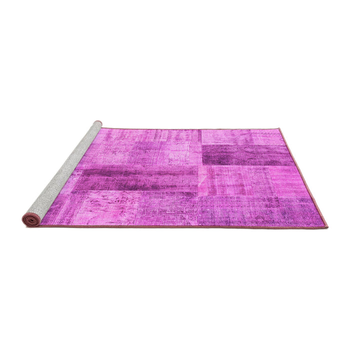 Sideview of Machine Washable Patchwork Pink Transitional Rug, wshcon1360pnk