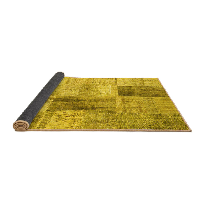 Sideview of Patchwork Yellow Transitional Rug, con1360yw