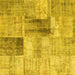 Square Machine Washable Patchwork Yellow Transitional Rug, wshcon1360yw