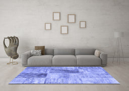 Machine Washable Patchwork Blue Transitional Rug in a Living Room, wshcon1360blu