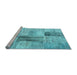 Sideview of Machine Washable Patchwork Light Blue Transitional Rug, wshcon1360lblu