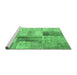 Sideview of Machine Washable Patchwork Emerald Green Transitional Area Rugs, wshcon1360emgrn