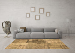 Machine Washable Patchwork Brown Transitional Rug in a Living Room,, wshcon1361brn