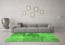 Machine Washable Patchwork Green Transitional Area Rugs in a Living Room,, wshcon1361grn