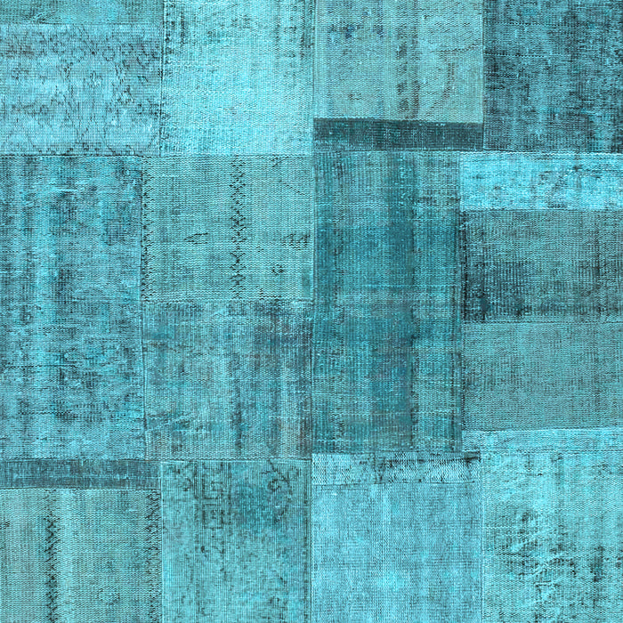 Machine Washable Patchwork Light Blue Transitional Rug, wshcon1361lblu