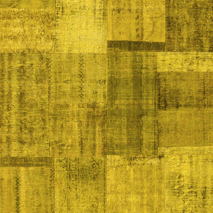 Machine Washable Patchwork Yellow Transitional Rug, wshcon1361yw