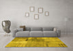 Machine Washable Patchwork Yellow Transitional Rug in a Living Room, wshcon1361yw