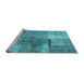 Sideview of Machine Washable Patchwork Light Blue Transitional Rug, wshcon1361lblu