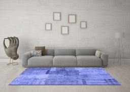 Machine Washable Patchwork Blue Transitional Rug in a Living Room, wshcon1361blu