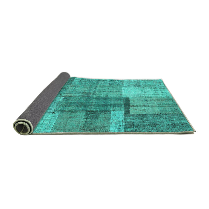 Sideview of Patchwork Turquoise Transitional Rug, con1361turq