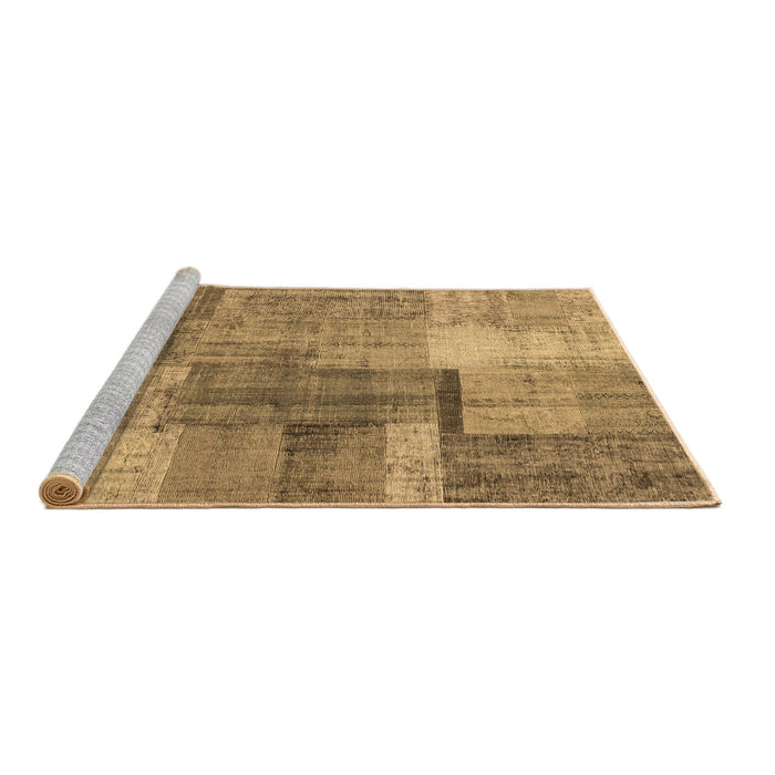 Sideview of Machine Washable Patchwork Brown Transitional Rug, wshcon1361brn