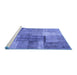 Sideview of Machine Washable Patchwork Blue Transitional Rug, wshcon1361blu