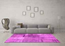 Machine Washable Patchwork Pink Transitional Rug in a Living Room, wshcon1361pnk