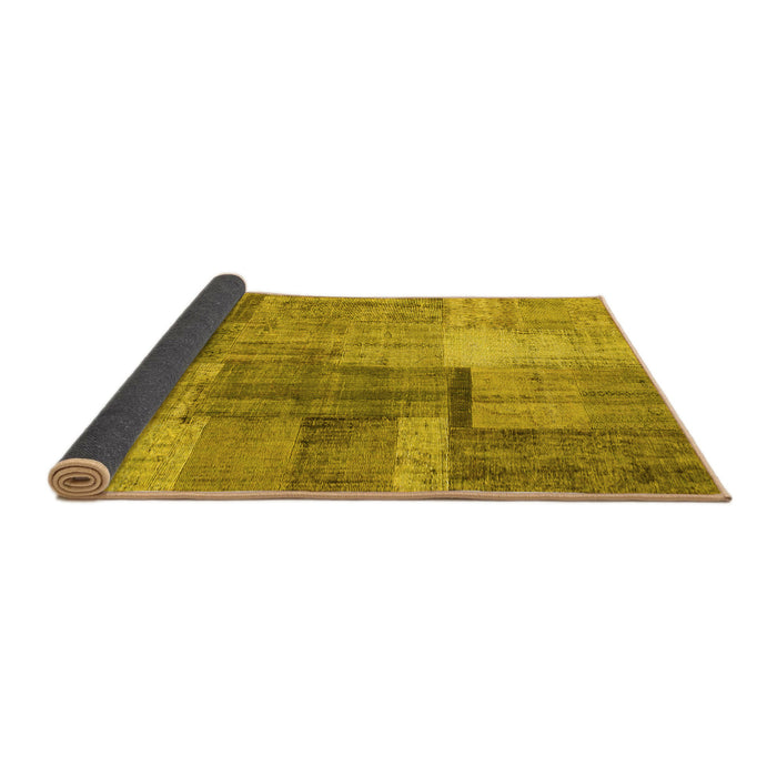 Sideview of Patchwork Yellow Transitional Rug, con1361yw