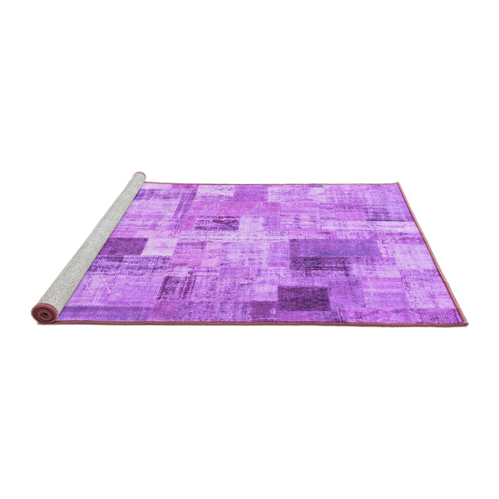 Sideview of Machine Washable Patchwork Purple Transitional Area Rugs, wshcon1362pur