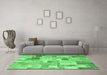 Machine Washable Patchwork Emerald Green Transitional Area Rugs in a Living Room,, wshcon1362emgrn