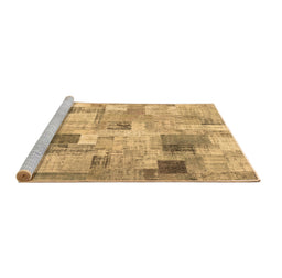 Sideview of Machine Washable Patchwork Brown Transitional Rug, wshcon1362brn
