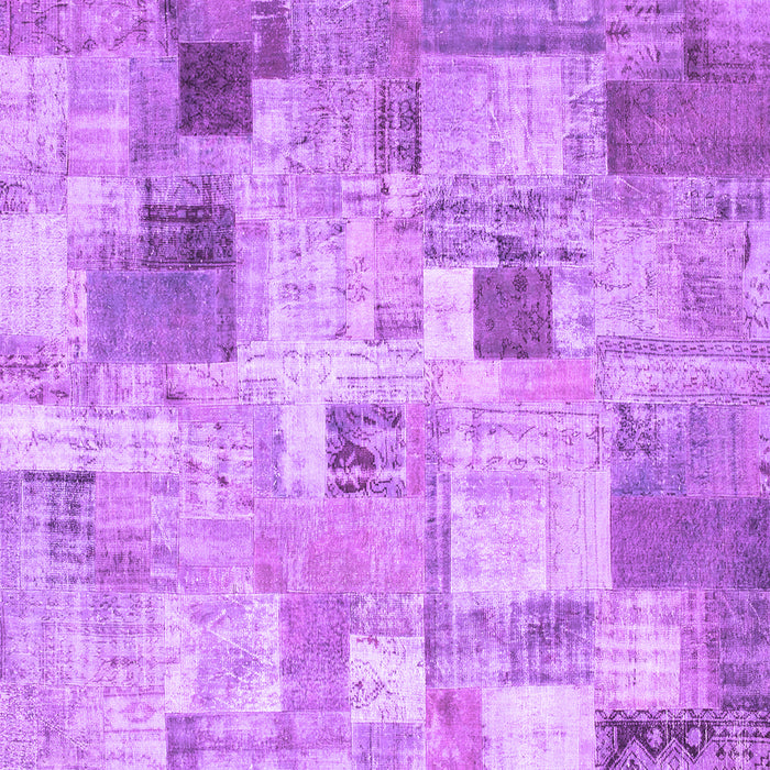 Square Machine Washable Patchwork Purple Transitional Area Rugs, wshcon1362pur