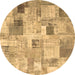 Round Patchwork Brown Transitional Rug, con1362brn