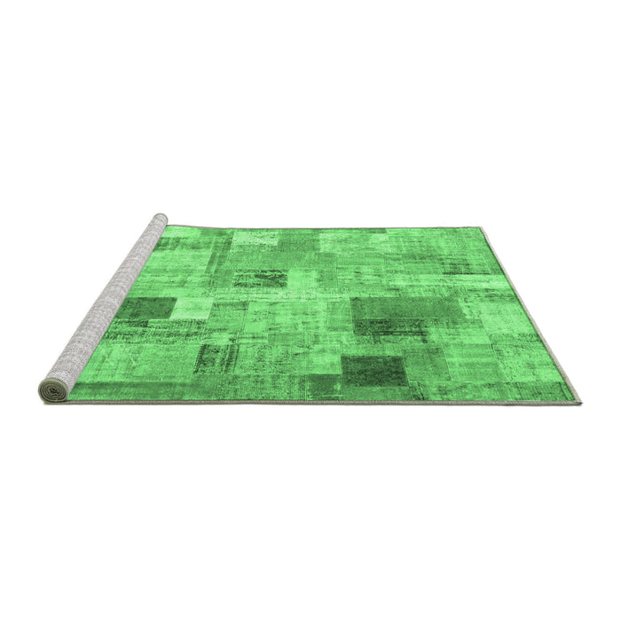 Sideview of Machine Washable Patchwork Emerald Green Transitional Area Rugs, wshcon1362emgrn