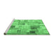 Sideview of Machine Washable Patchwork Emerald Green Transitional Area Rugs, wshcon1362emgrn