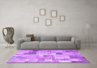 Machine Washable Patchwork Purple Transitional Rug, wshcon1362pur