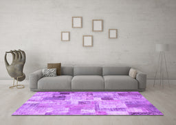 Machine Washable Patchwork Purple Transitional Area Rugs in a Living Room, wshcon1362pur