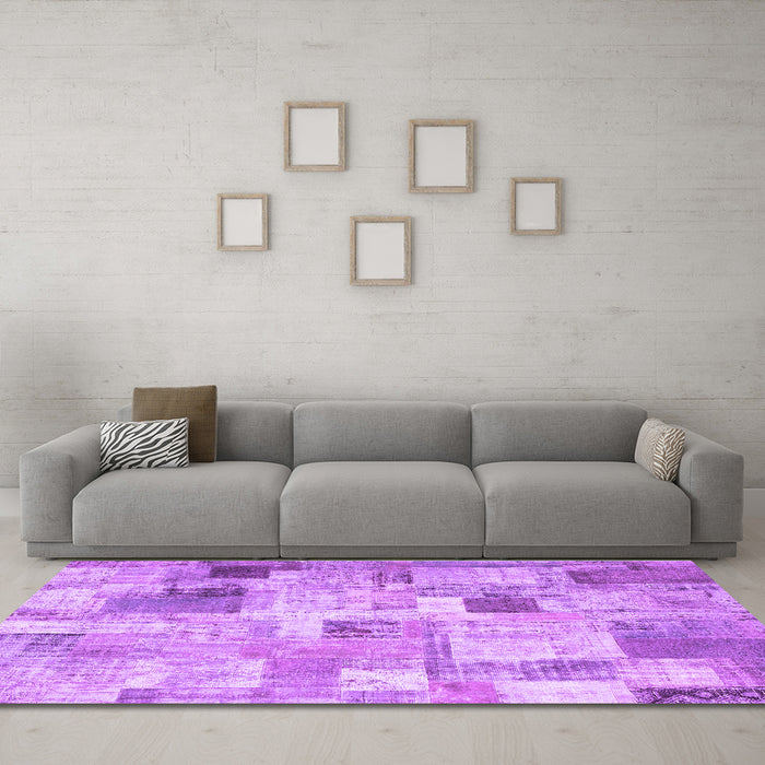 Machine Washable Patchwork Purple Transitional Area Rugs in a Living Room, wshcon1362pur