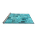 Sideview of Machine Washable Patchwork Light Blue Transitional Rug, wshcon1362lblu