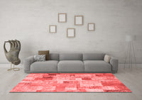 Machine Washable Patchwork Red Transitional Rug, wshcon1362red