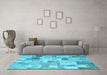 Machine Washable Patchwork Light Blue Transitional Rug in a Living Room, wshcon1362lblu