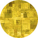 Round Patchwork Yellow Transitional Rug, con1362yw