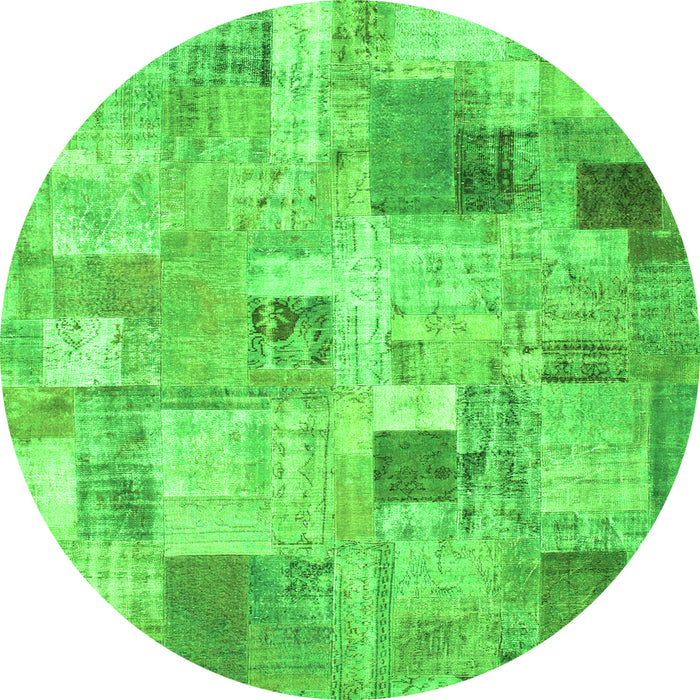 Machine Washable Patchwork Green Transitional Area Rugs, wshcon1362grn