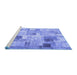 Sideview of Machine Washable Patchwork Blue Transitional Rug, wshcon1362blu