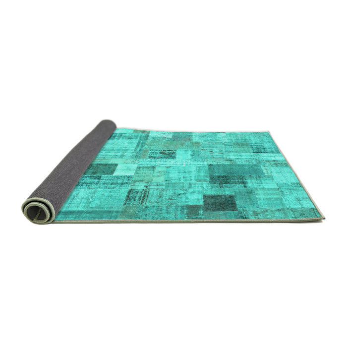 Sideview of Patchwork Turquoise Transitional Rug, con1362turq