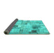 Sideview of Patchwork Turquoise Transitional Rug, con1362turq