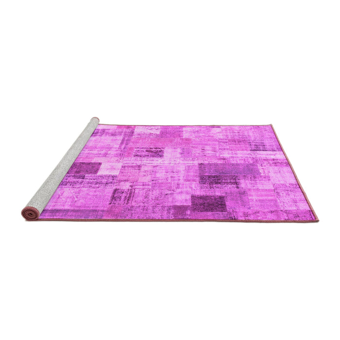 Sideview of Machine Washable Patchwork Pink Transitional Rug, wshcon1362pnk