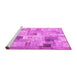 Sideview of Machine Washable Patchwork Pink Transitional Rug, wshcon1362pnk