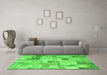 Machine Washable Patchwork Green Transitional Area Rugs in a Living Room,, wshcon1362grn