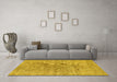 Machine Washable Abstract Yellow Contemporary Rug in a Living Room, wshcon1363yw