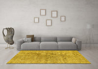 Machine Washable Abstract Yellow Contemporary Rug, wshcon1363yw