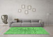 Machine Washable Abstract Green Contemporary Area Rugs in a Living Room,, wshcon1363grn