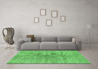 Machine Washable Abstract Green Contemporary Rug, wshcon1363grn