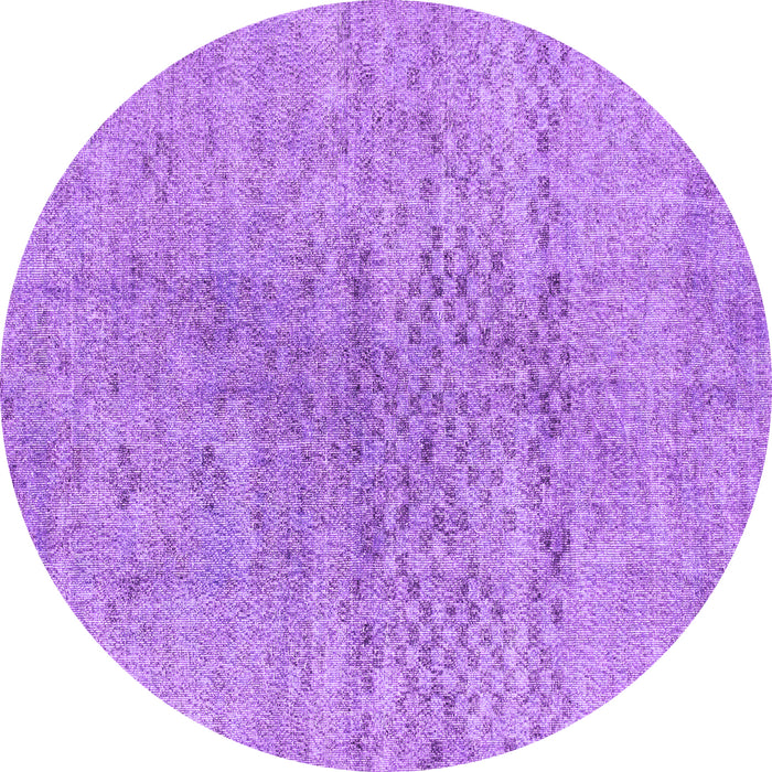 Round Abstract Purple Contemporary Rug, con1363pur