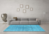 Machine Washable Abstract Light Blue Contemporary Rug, wshcon1363lblu