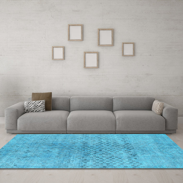 Machine Washable Abstract Light Blue Contemporary Rug in a Living Room, wshcon1363lblu